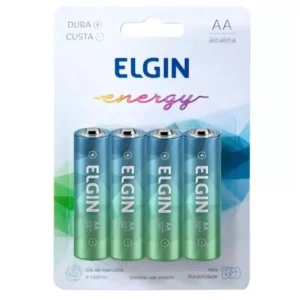 Pilha Alcalina AA Elgin Cartela com 4 Unidades Lr06